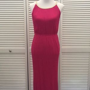 Nina Leonard pink goddess maxi dress